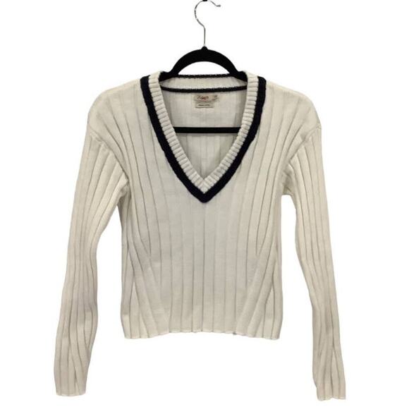 Faherty Game Set Cricket Sweater White Organic Cotton Cashmere Blend Size Small - Picture 2 of 12